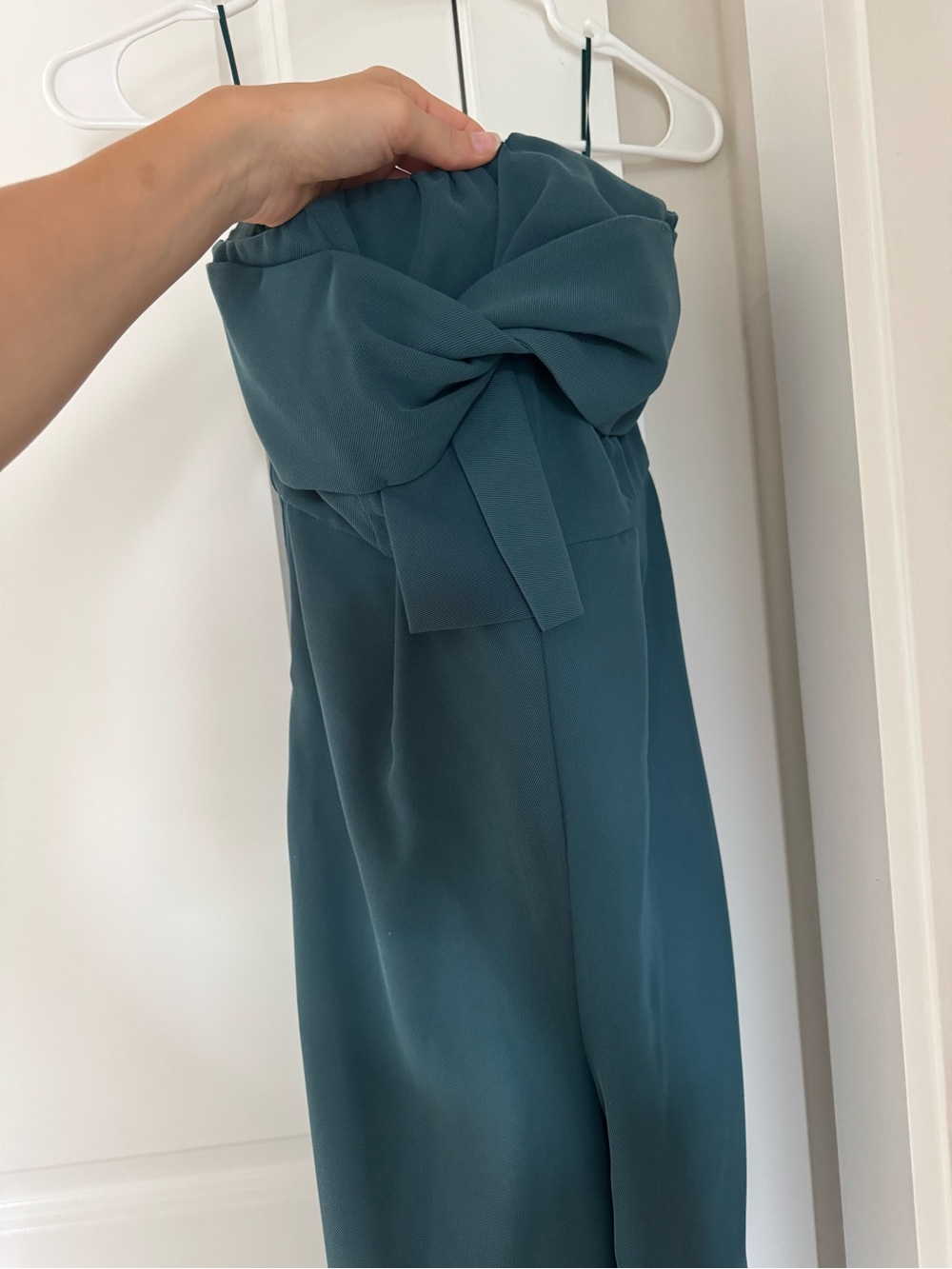 Strapless Teal Bow-Front Dress